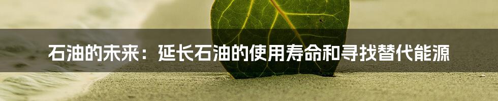 石油的未来:延长石油的使用寿命和寻找替代能源