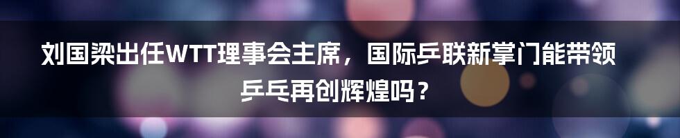 刘国梁出任WTT理事会主席,国际乒联新掌门能带领乒乓再创辉煌吗?