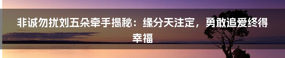 非诚勿扰刘五朵牵手揭秘:缘分天注定,勇敢追爱终得幸福