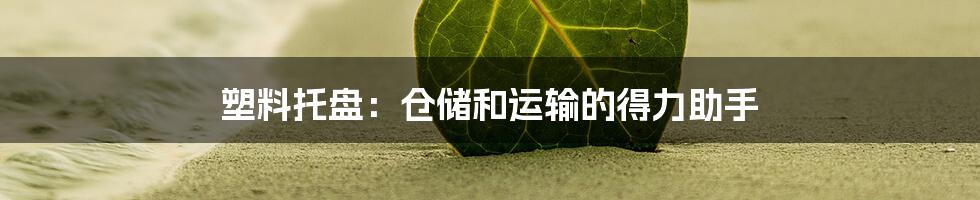 塑料托盘：仓储和运输的得力助手