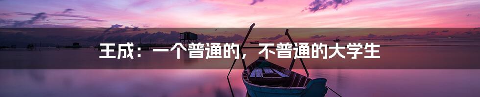 王成:一个普通的,不普通的大学生