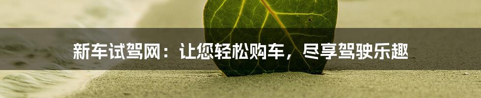 新车试驾网：让您轻松购车，尽享驾驶乐趣