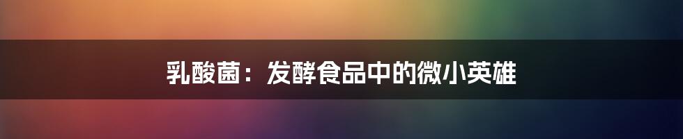 乳酸菌:发酵食品中的微小英雄