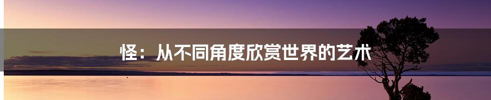 怪：从不同角度欣赏世界的艺术