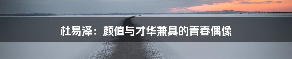 杜易泽：颜值与才华兼具的青春偶像