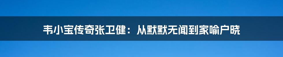 韦小宝传奇张卫健：从默默无闻到家喻户晓