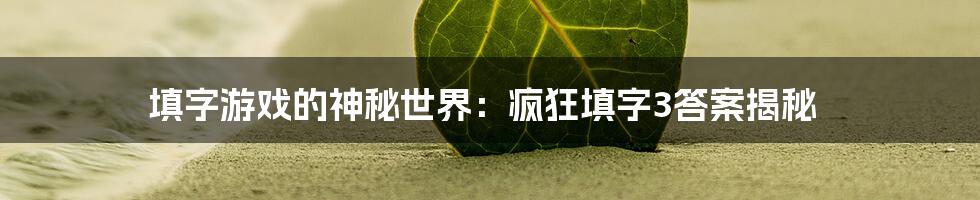 填字游戏的神秘世界:疯狂填字3答案揭秘