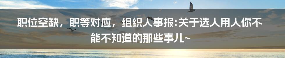 职位空缺,职等对应,组织人事报:关于选人用人你不能不知道的那些事儿~