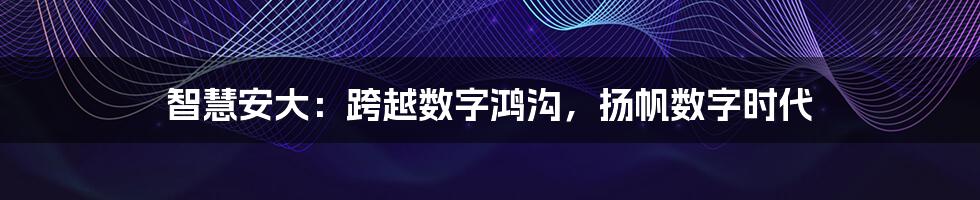 智慧安大：跨越数字鸿沟，扬帆数字时代