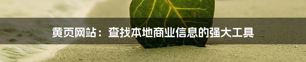 黄页网站:查找本地商业信息的强大工具