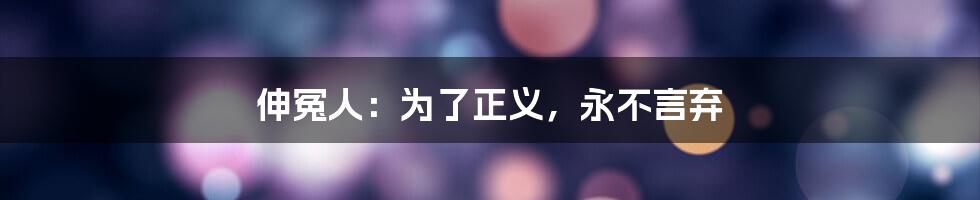 伸冤人:为了正义,永不言弃