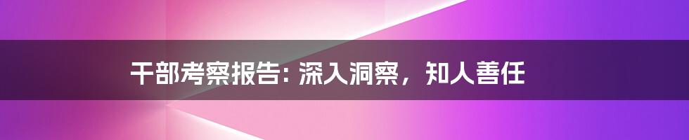 干部考察报告: 深入洞察,知人善任