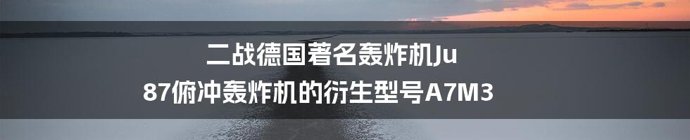 二战德国著名轰炸机Ju 87俯冲轰炸机的衍生型号A7M3