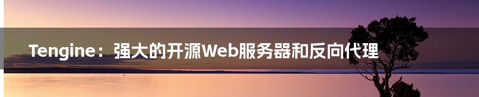 Tengine:强大的开源Web服务器和反向代理