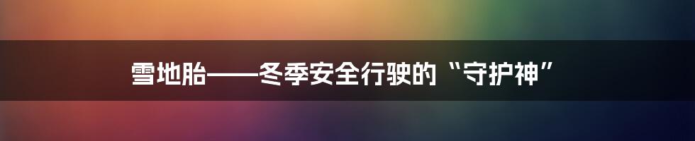 雪地胎——冬季安全行驶的“守护神”