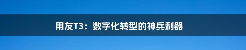 用友T3：数字化转型的神兵利器