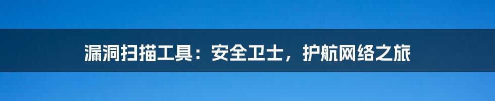 漏洞扫描工具:安全卫士,护航网络之旅