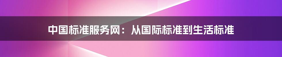 中国标准服务网:从国际标准到生活标准