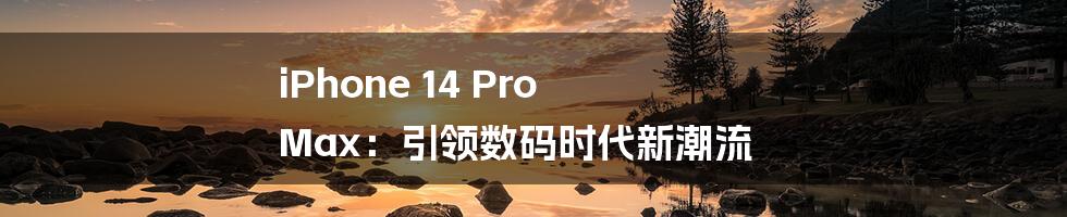 iPhone 14 Pro Max:引领数码时代新潮流