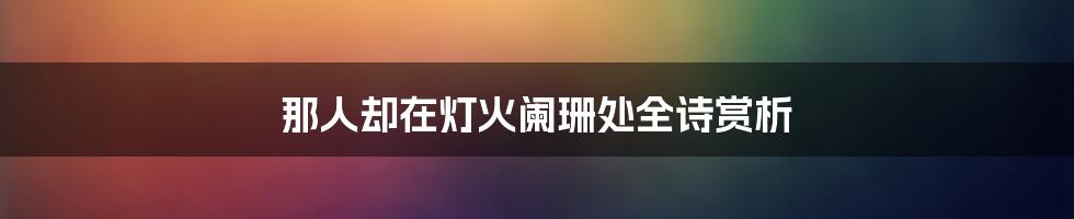 那人却在灯火阑珊处全诗赏析