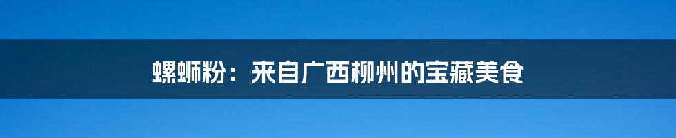 螺蛳粉:来自广西柳州的宝藏美食