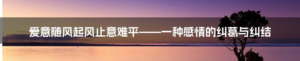 爱意随风起风止意难平——一种感情的纠葛与纠结