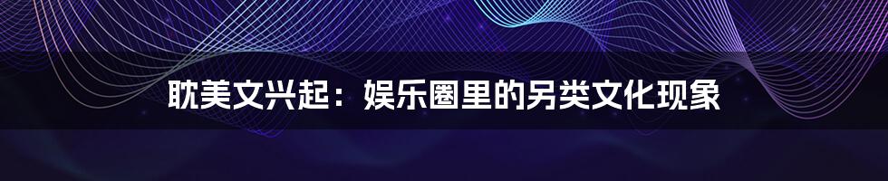 耽美文兴起:娱乐圈里的另类文化现象