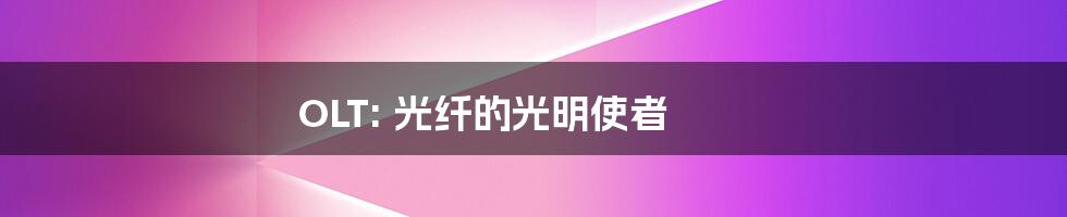 OLT: 光纤的光明使者