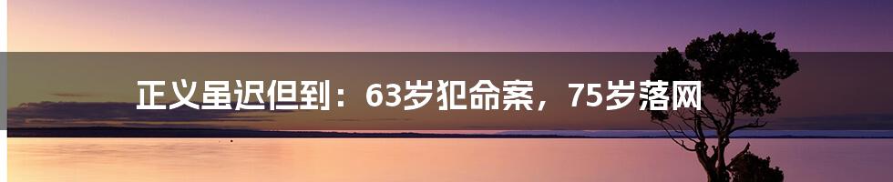 正义虽迟但到：63岁犯命案，75岁落网