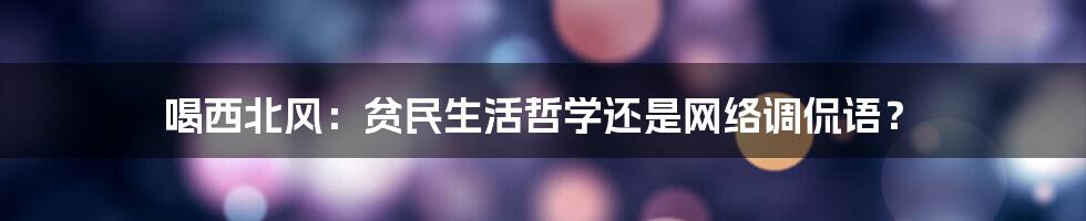 喝西北风：贫民生活哲学还是网络调侃语？