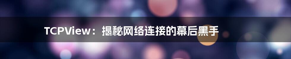 TCPView：揭秘网络连接的幕后黑手