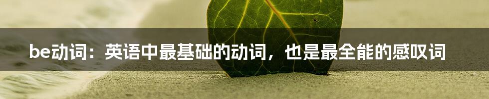 be动词：英语中最基础的动词，也是最全能的感叹词