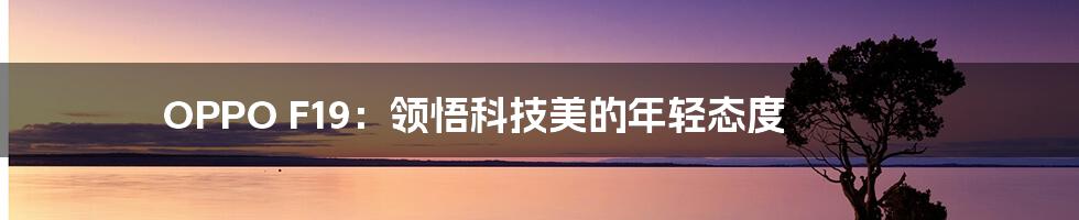 OPPO F19:领悟科技美的年轻态度