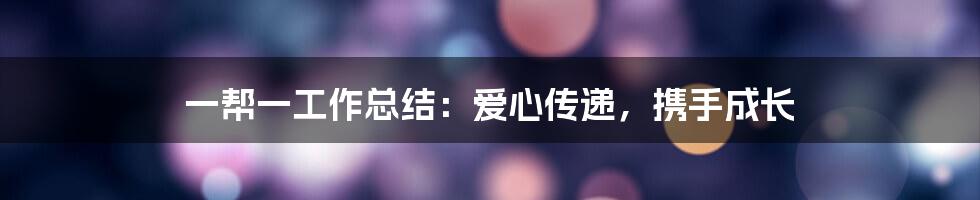 一帮一工作总结:爱心传递,携手成长