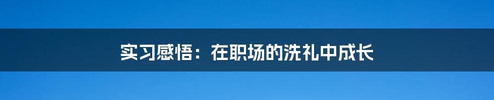 实习感悟：在职场的洗礼中成长