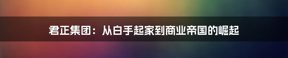 君正集团：从白手起家到商业帝国的崛起