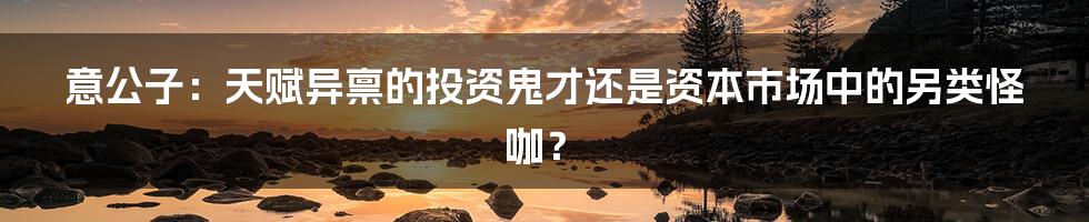 意公子:天赋异禀的投资鬼才还是资本市场中的另类怪咖?