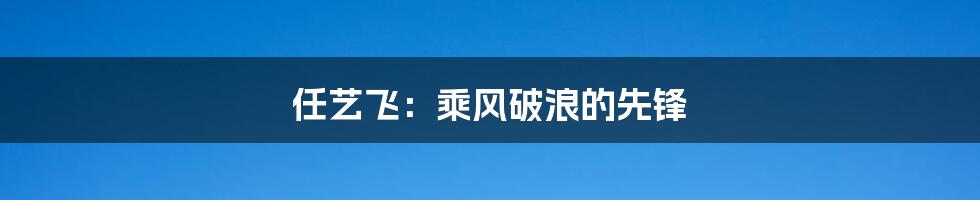 任艺飞：乘风破浪的先锋