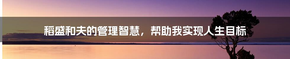 稻盛和夫的管理智慧，帮助我实现人生目标