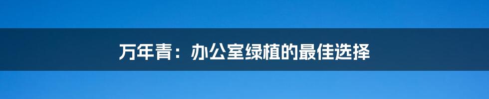 万年青:办公室绿植的最佳选择