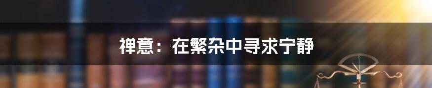 禅意:在繁杂中寻求宁静