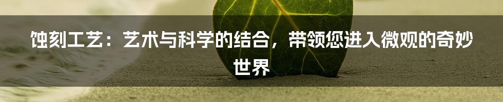 蚀刻工艺：艺术与科学的结合，带领您进入微观的奇妙世界