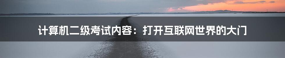 计算机二级考试内容:打开互联网世界的大门