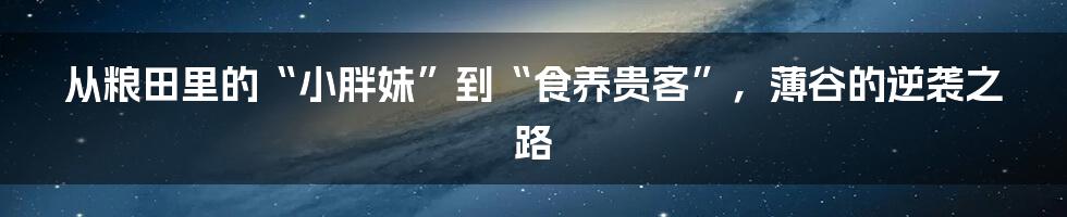 从粮田里的“小胖妹”到“食养贵客”,薄谷的逆袭之路