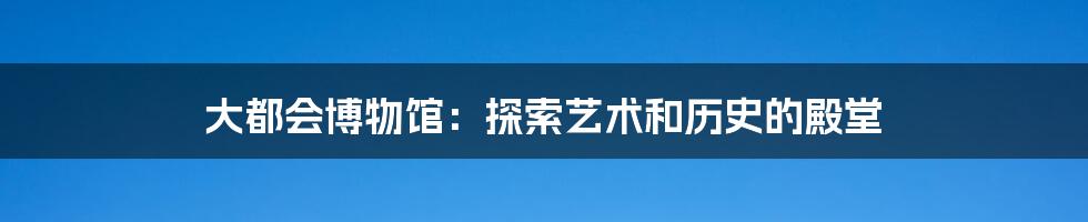 大都会博物馆：探索艺术和历史的殿堂