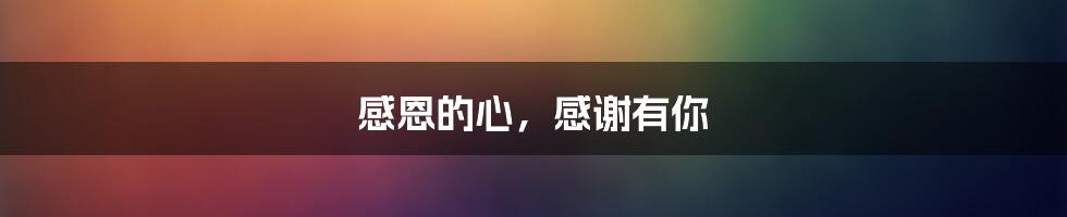 感恩的心,感谢有你