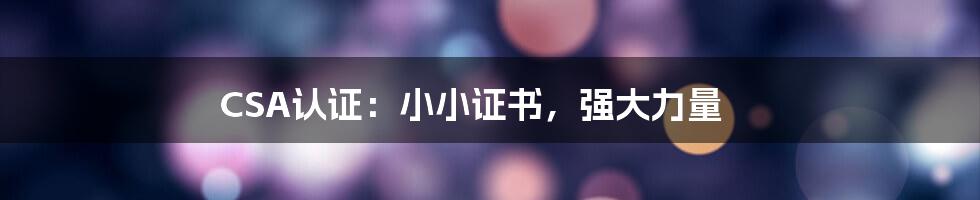 CSA认证：小小证书，强大力量
