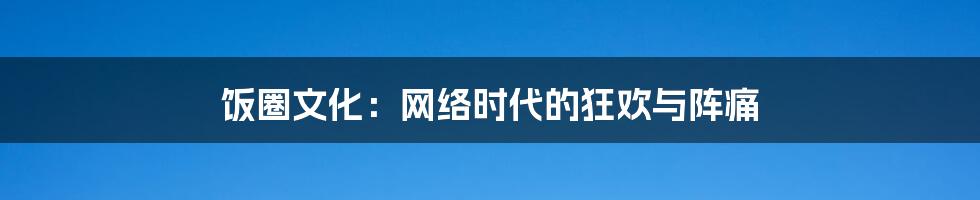 饭圈文化:网络时代的狂欢与阵痛
