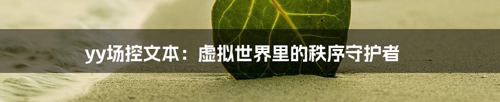 yy场控文本：虚拟世界里的秩序守护者