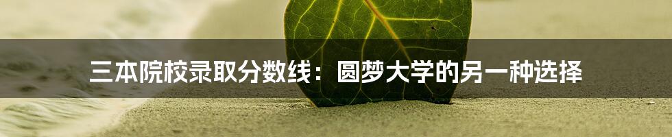 三本院校录取分数线:圆梦大学的另一种选择